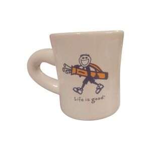Life is Good - Golfer Carrying Golf Clubs Caddie White Coffee Mug